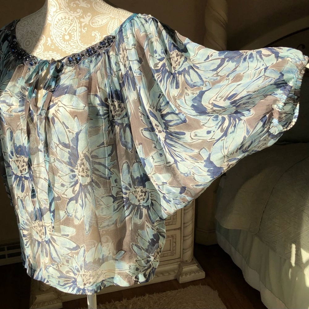 Karen Kane Silk Floral Blouse